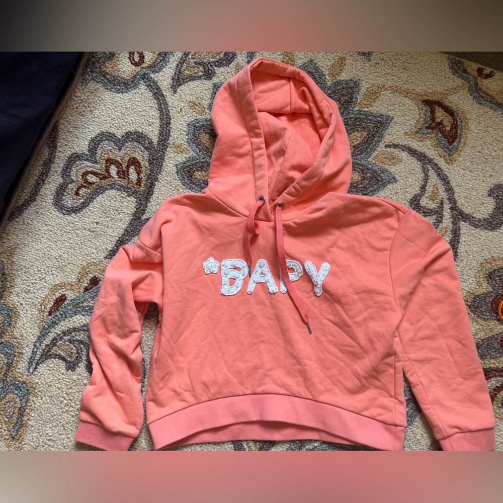 Coral Hoodie with BABY Text A Bathing Ape